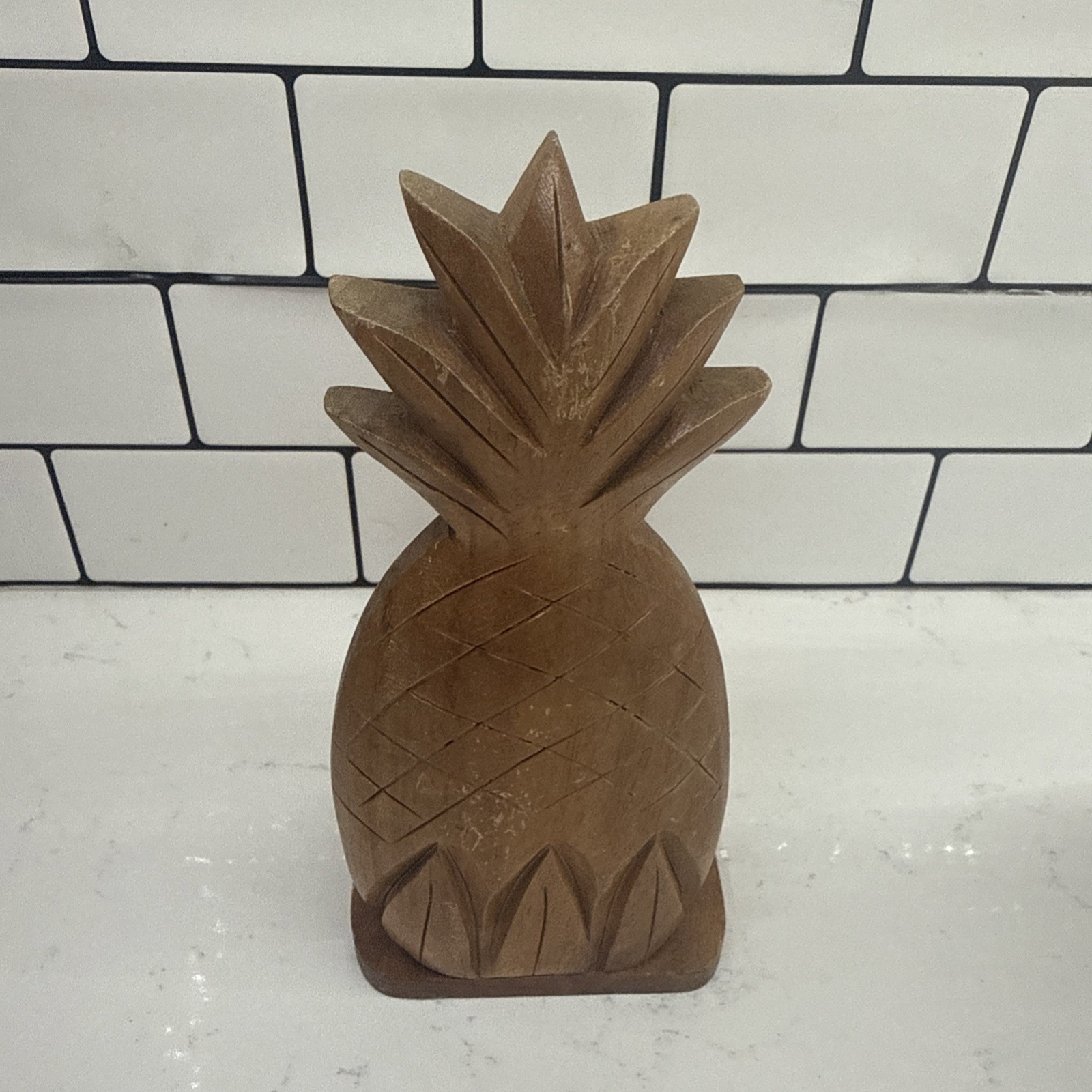Mid-Century Hawaiian Hand-Carved Koa Wood Pineapple Tropical Island Decor Mid-Century Hawaiian Hand-Carved Koa Wood Pineapple Tropical Island Decor