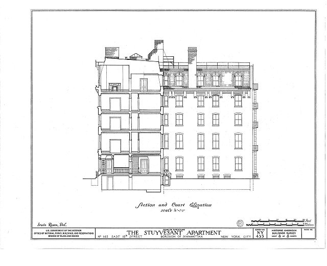 Photo:New York NY Stuyvesant Apartments 142 East 18th St 1900s HABS