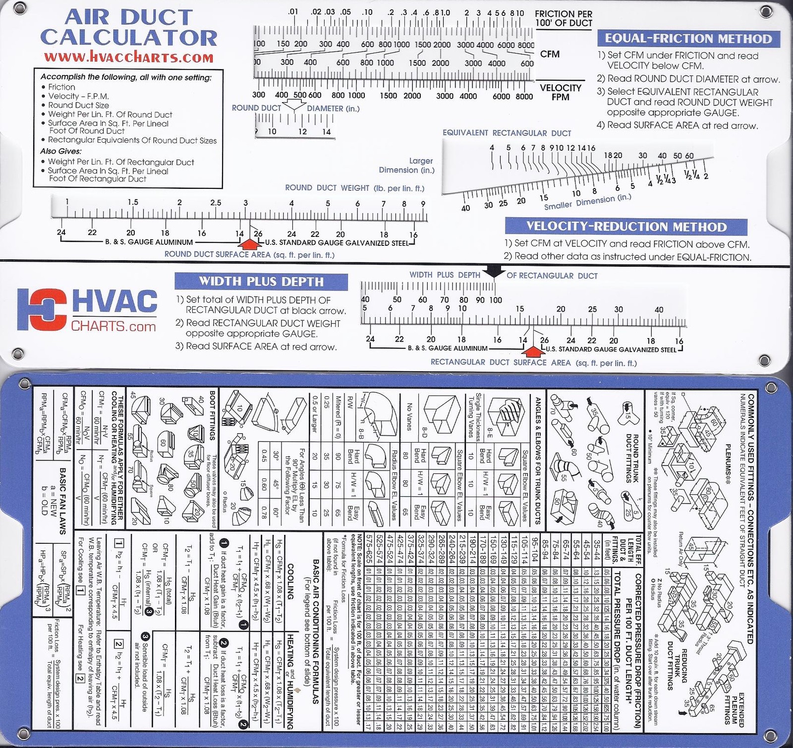 Air Duct Sizing Calculator Slide Chart HVAC Ductulator