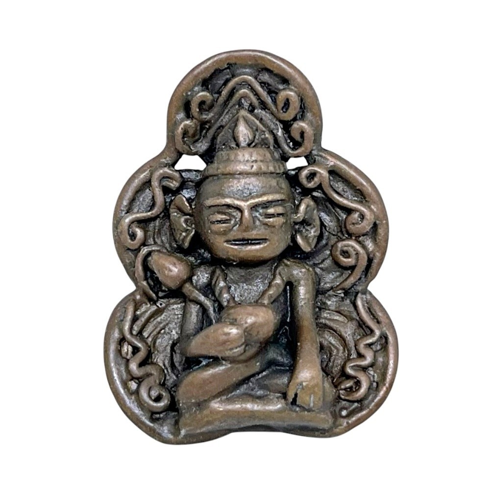 Thai Phra Upakut/Upagupta Holding Alms Bowl & Lotus Mixed Metal Amulet Wealth #1