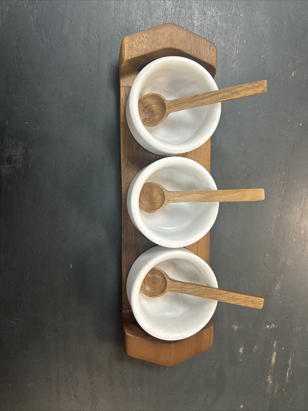 Nambe Chevron Condiment Tray w/ Spoons MT1529