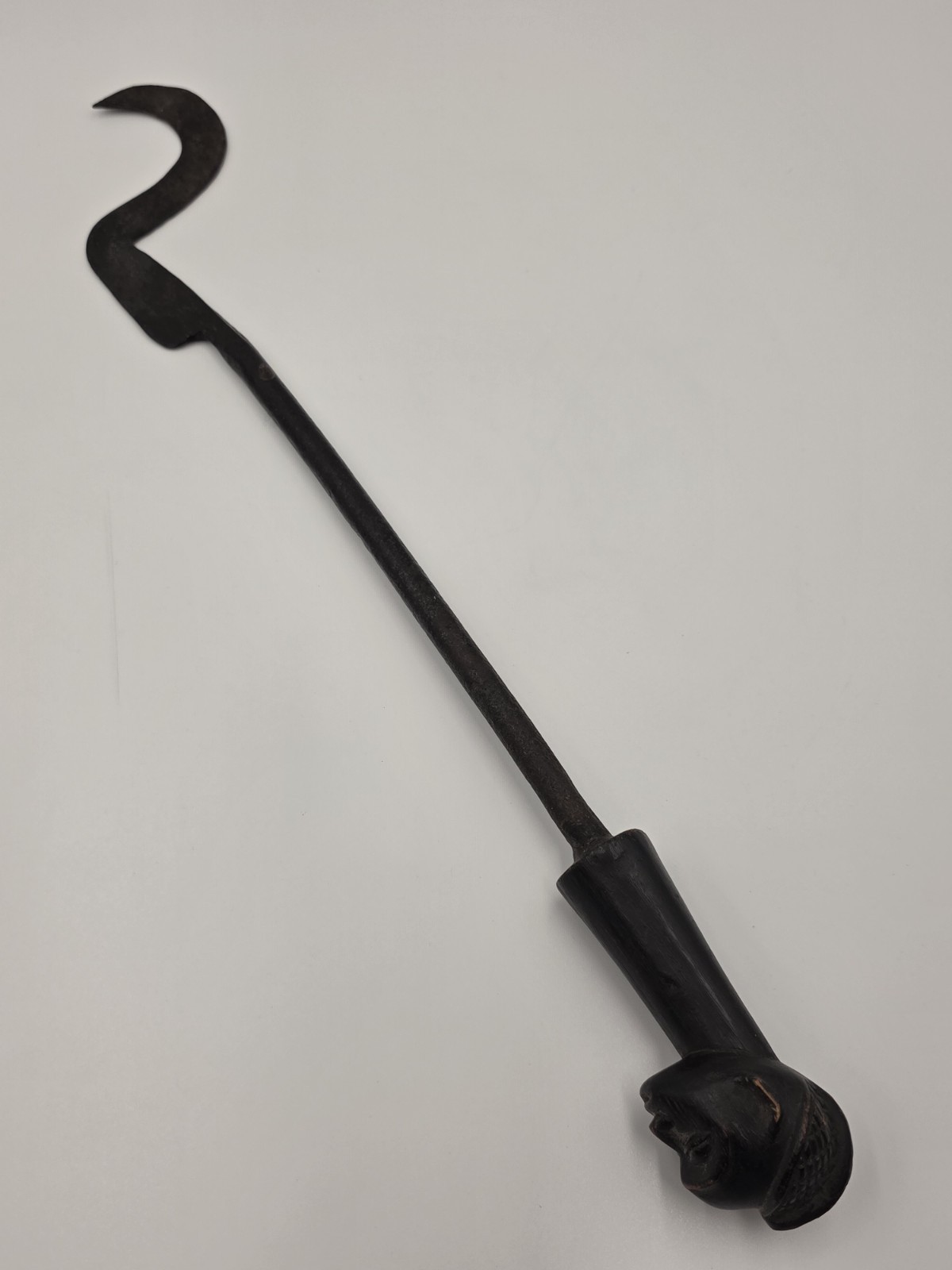 Rare OOAK Antique African Carved Wood Head & Iron Ceremonial Ritual Staff 20
