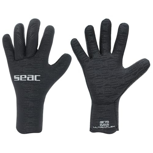 SEAC Ultraflex Diving Gloves Spearfishing & Freediving Neoprene, Black