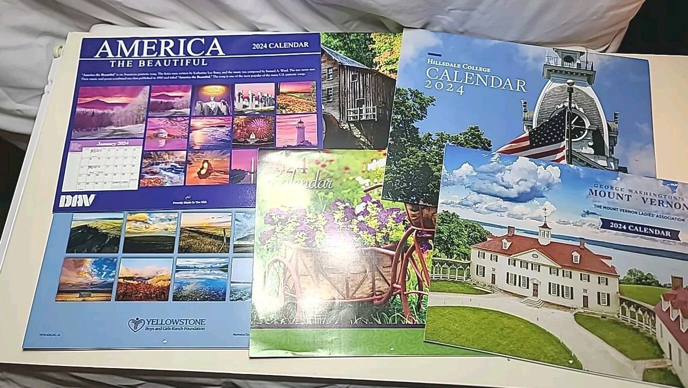 2024 Wall Calendars Lot Of 6 - Hillsdale College, Mount Vernon, Nature And More