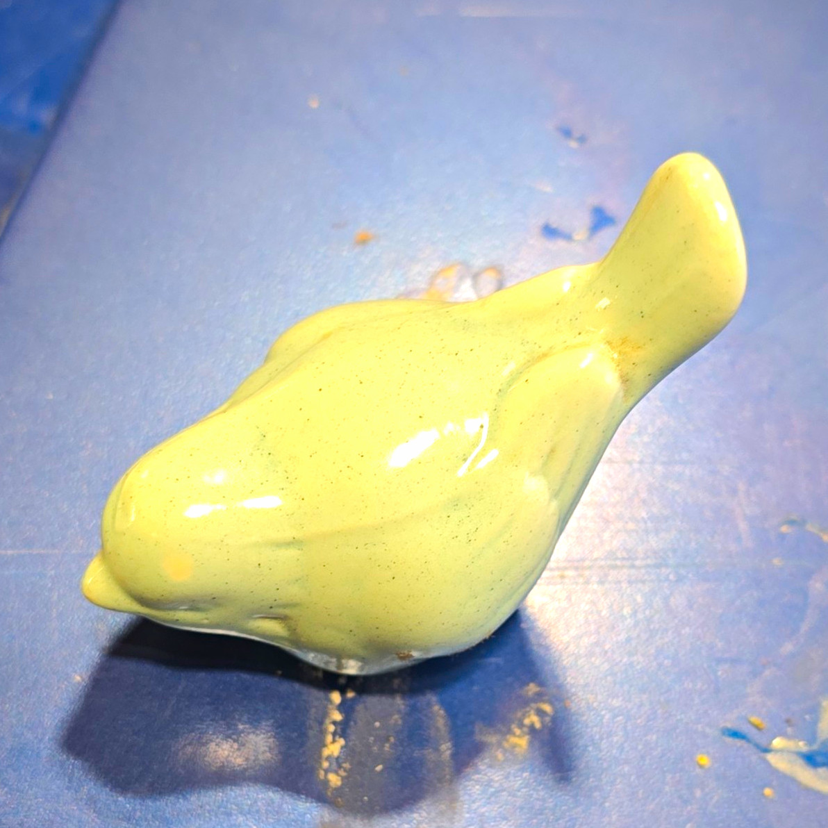White Glazed Ceramic Bird Figurine 3D Effect Small Traditional Decor