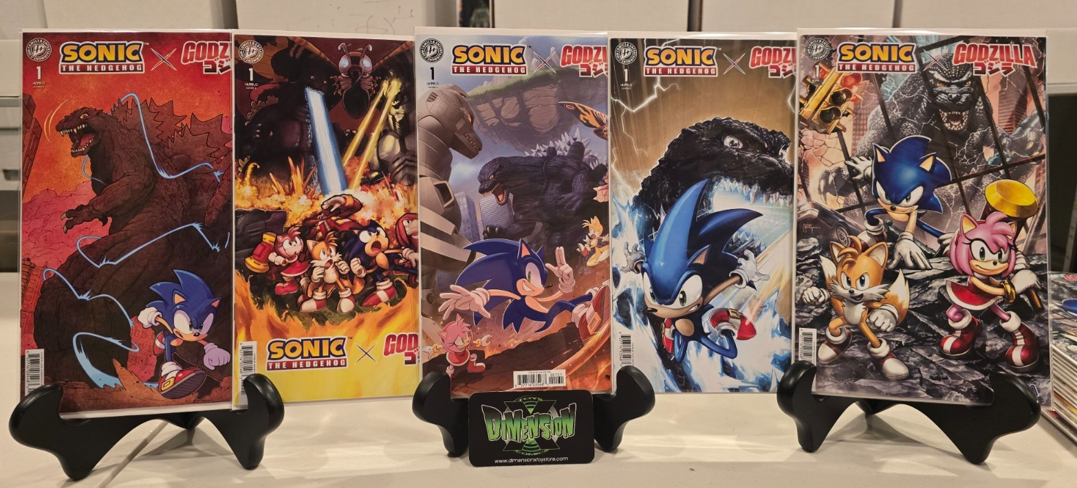 SONIC THE HEDGEHOG X GODZILLA #1 COVER A AND 4 VARIANT - 5 BOOK SET IDW 2026