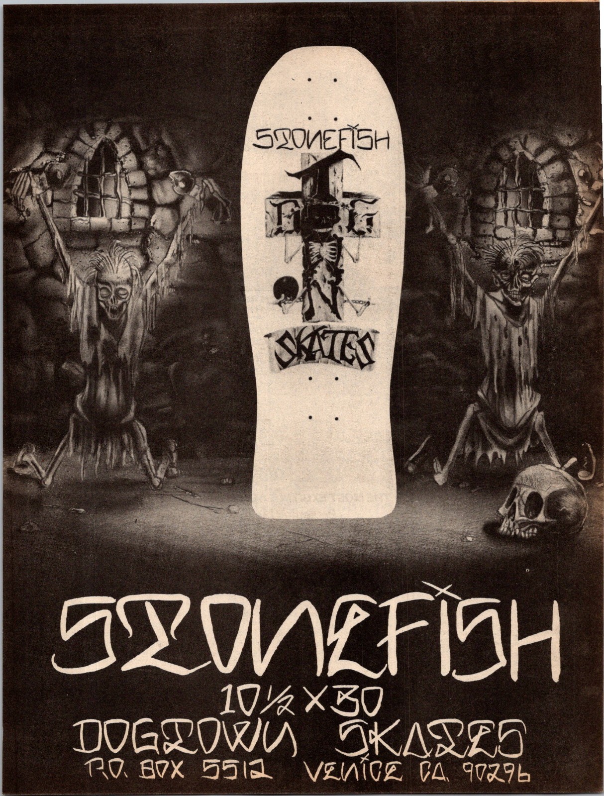 1986 STONEFISH Dogtown Skates Print Ad • Venice CA Skateboard 1980s KA.17