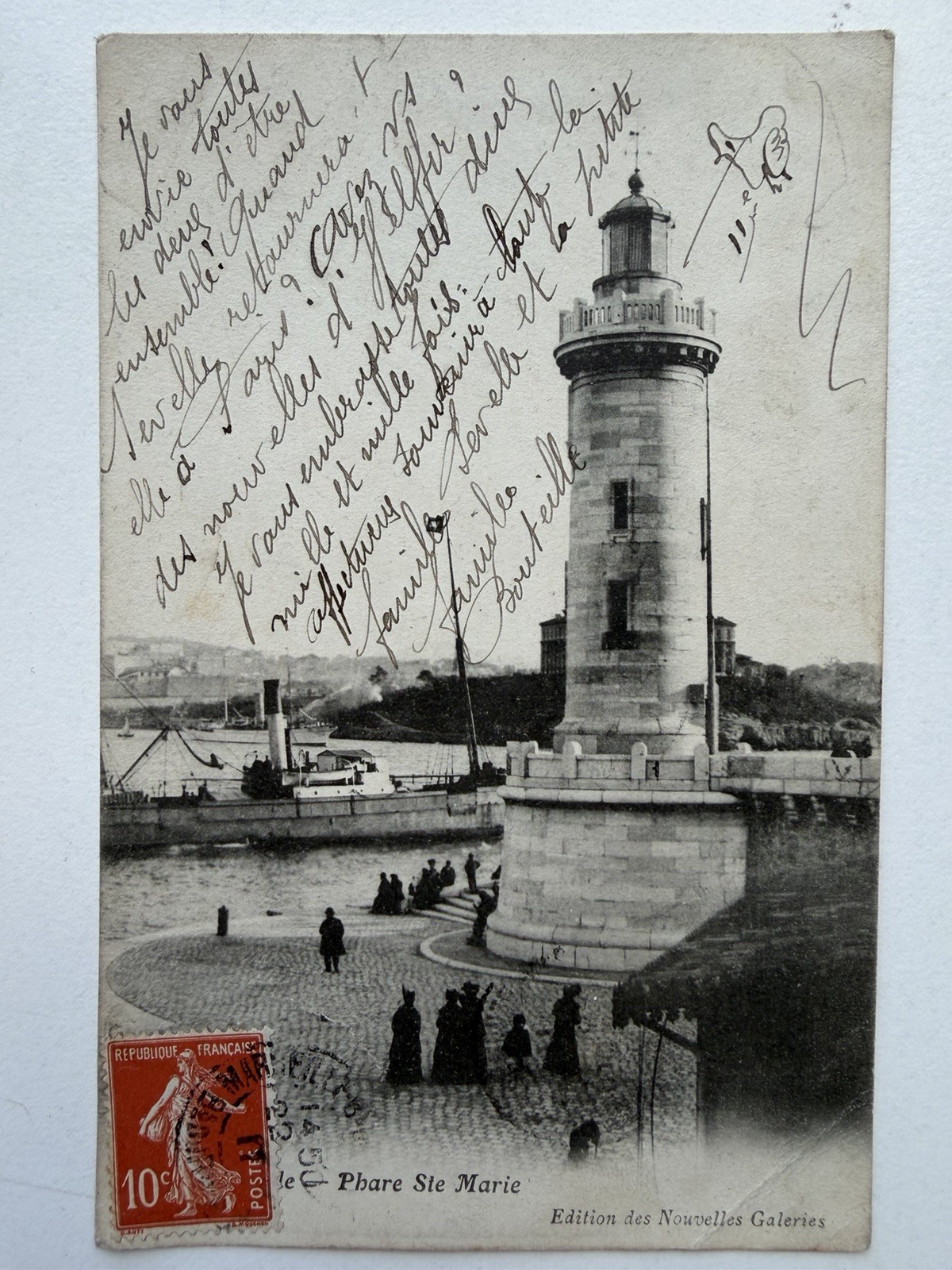 Marseille Phare Ste Marie Lighthouse Port France Antique Postcard 10c