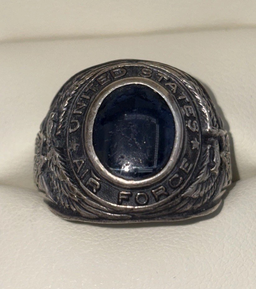 SILVER 925 ,  USAF , AIR FORCE , RING , UNITED STATES , Men’s Ring US size 8 3/4