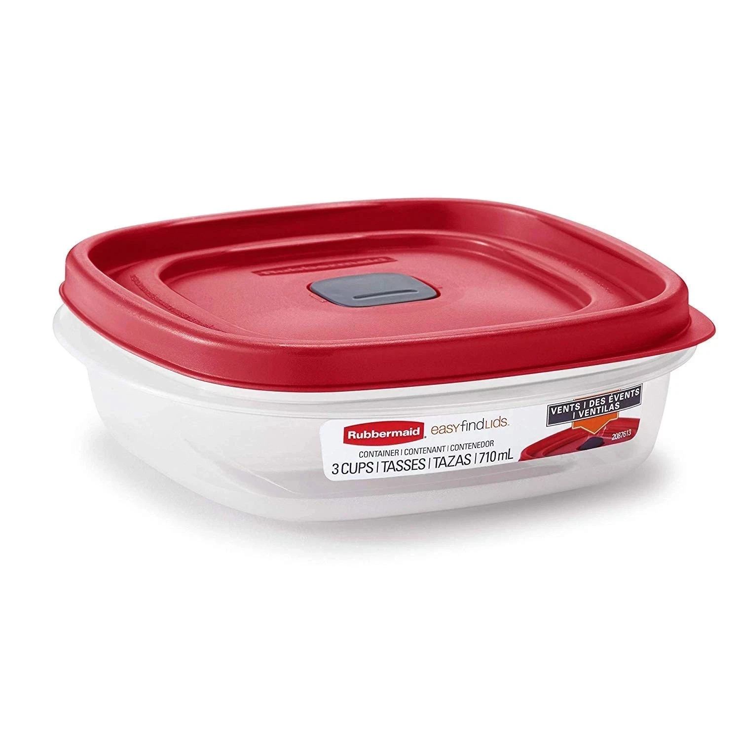 Rubbermaid 2030328 Easy Find Vented Lid Food Storage Container, 3-Cup (4) Red