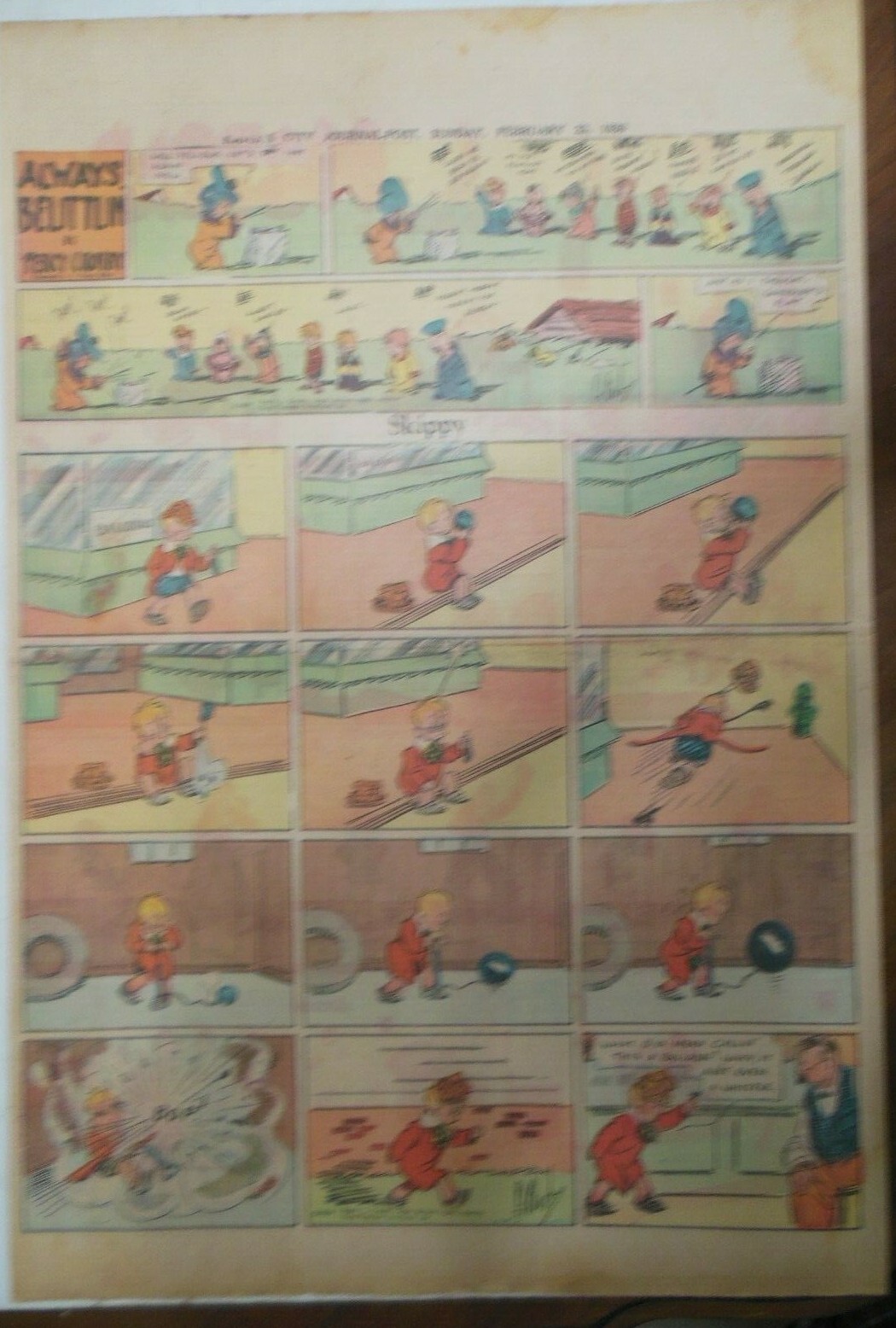 Skippy Sunday Page by Percy Crosby from 2/23/1930 Size:15 x 22 inches Full Page