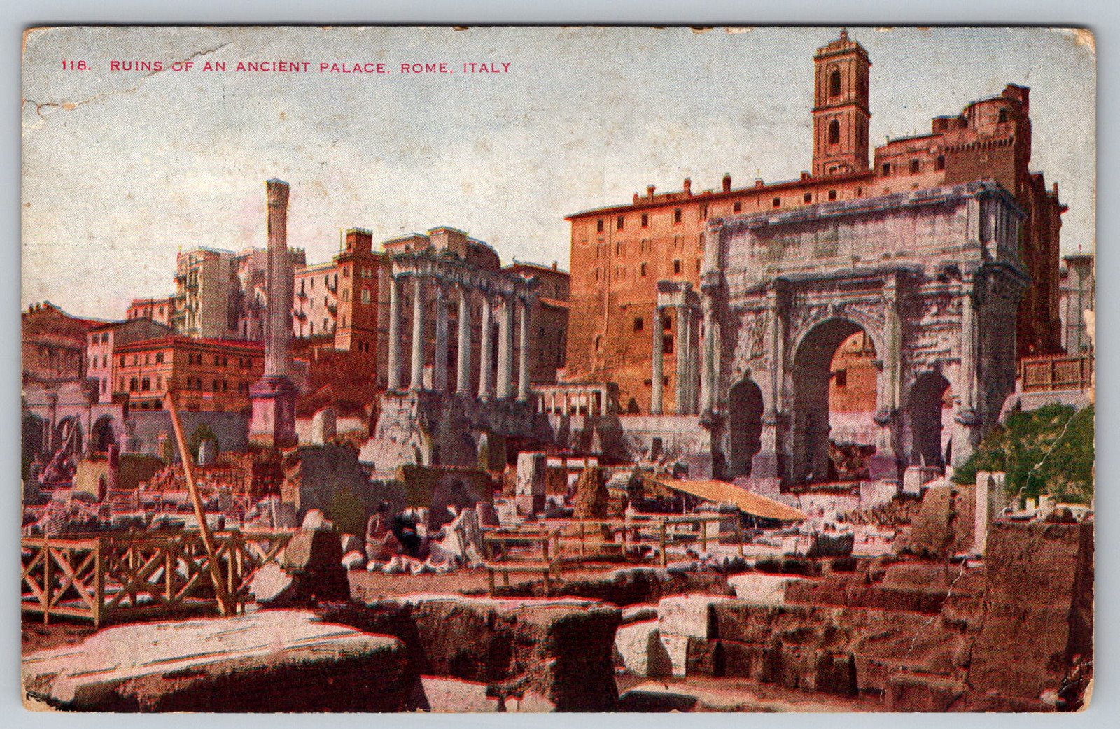 c1910s Ruins Ancient Palace Rome Italy Antique Postcard