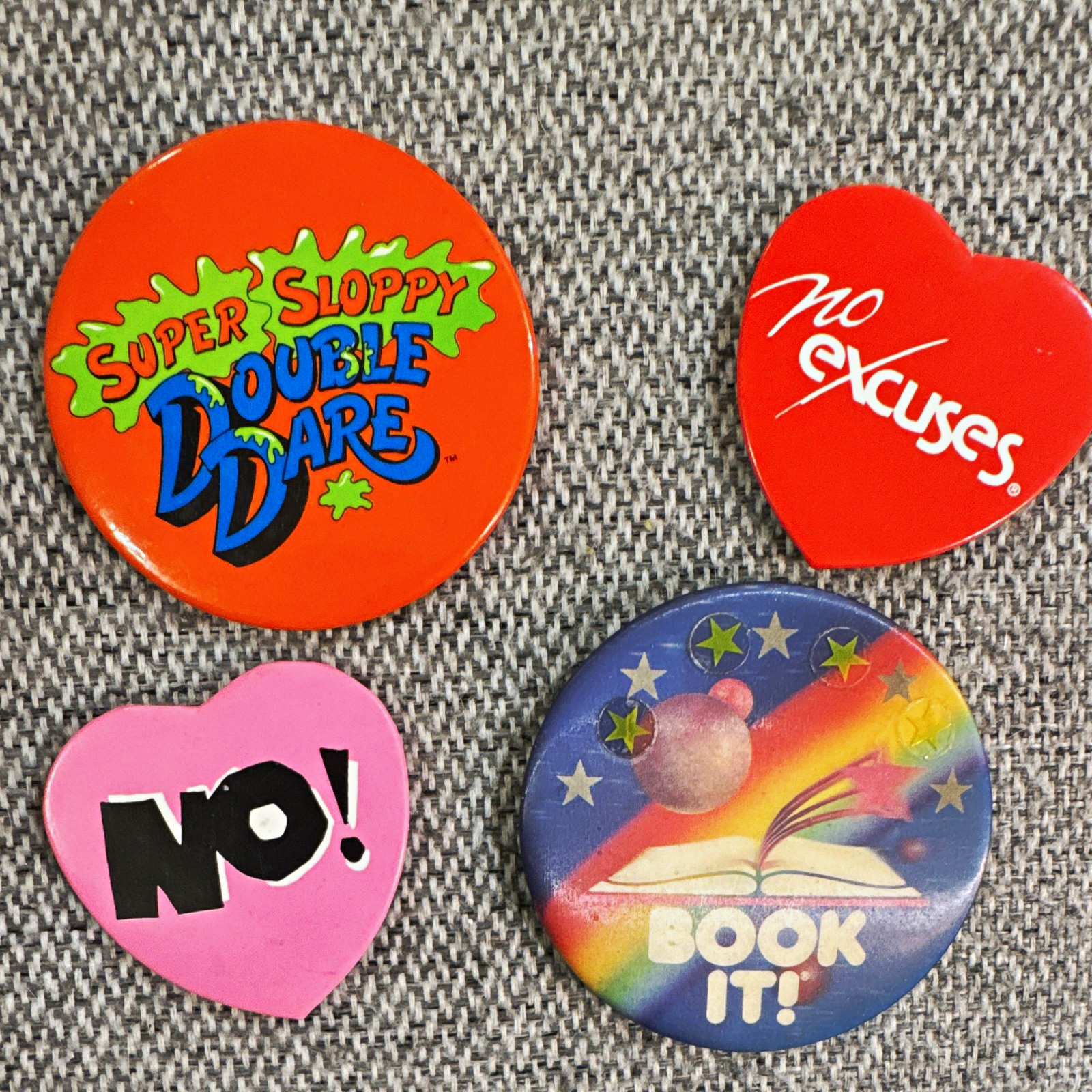 Vintage 80s 90s Pinback Button Lot Double Dare Pizza Hut BOOK IT Heart Pins Vintage 80s 90s Pinback Button Lot Double Dare Pizza Hut BOOK IT Heart Pins