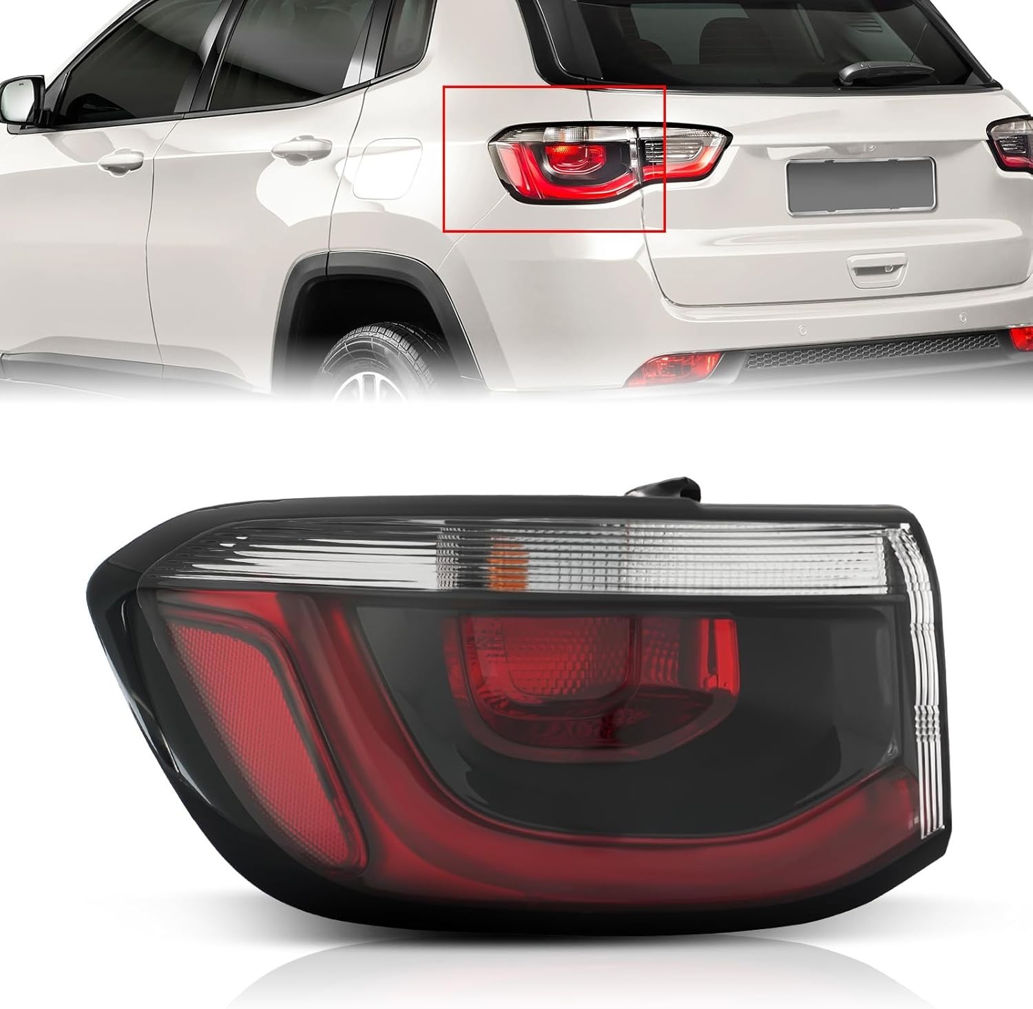 Tail Light Assembly Compatible with 2017 2018 2019 2020 2021 Jeep Compass out