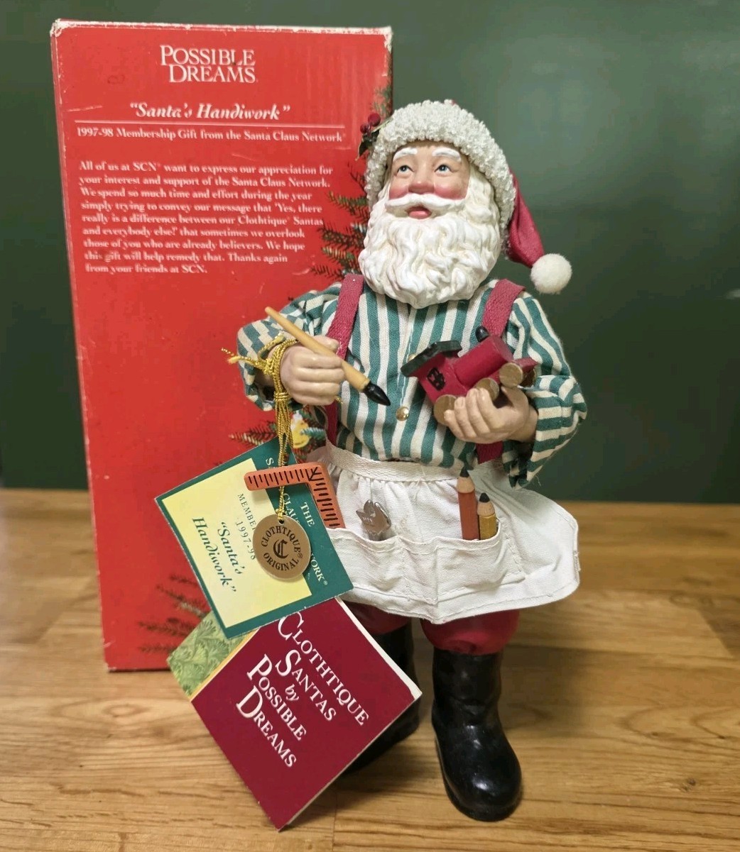 1997 Clothtique Santa\'s Handiwork (805006) Membership Gift Santa Possible Dreams