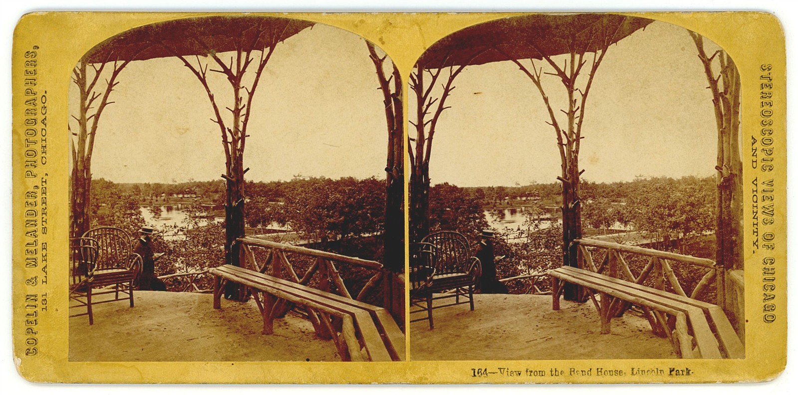 CHICAGO STEREOVIEW - Lincoln Park - View from Bend House - Copelin & Melander