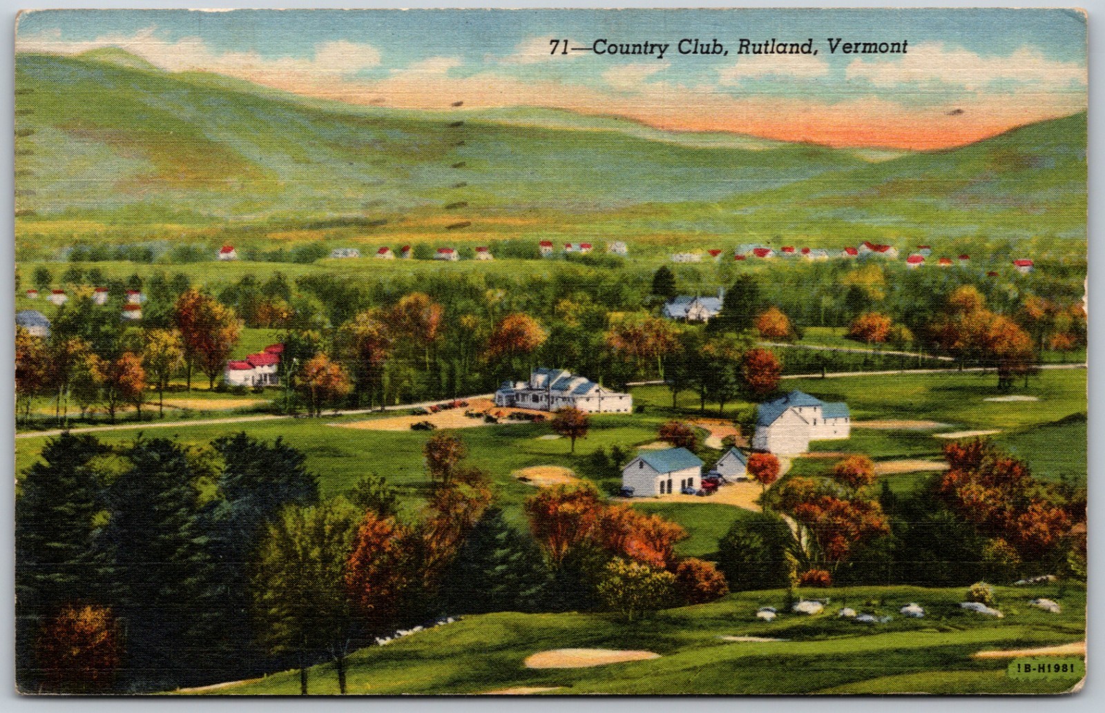 1953 Country Club Rutland Vermont VINTAGE Postcard 4755