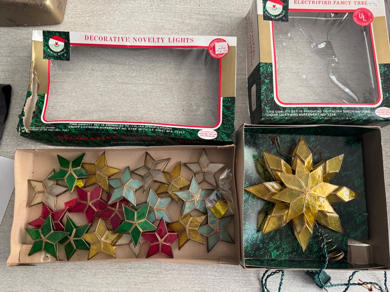 vintage star christmas tree topper & 20 Star light covers Da Vinci Spa Italy