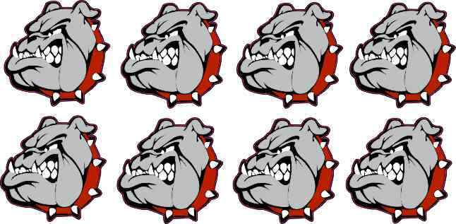 1in x 1in Red Collared Bulldog Stickers Car Truck Vehicle Bumper Decal