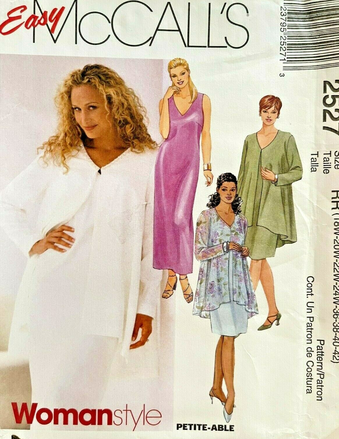 1990\'s VTG McCall\'s Women\'s Dress Pattern 2527 Size 18W-24W UNCUT