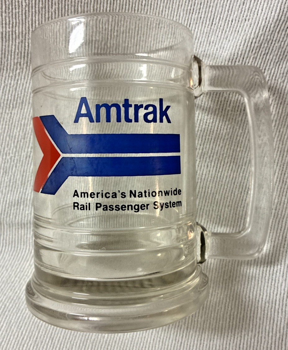 Vintage AMTRAK Nationwide Rail Passenger System Glass Mug / Beer Stein
