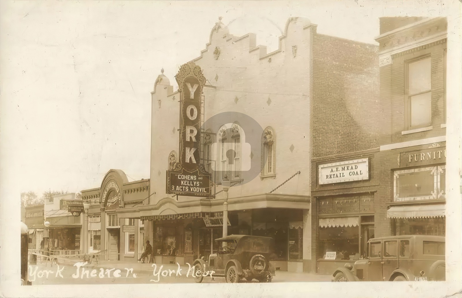 York NE Nebraska York Theatre & York Studebaker Co. 1929 RPPC Postcard COPY
