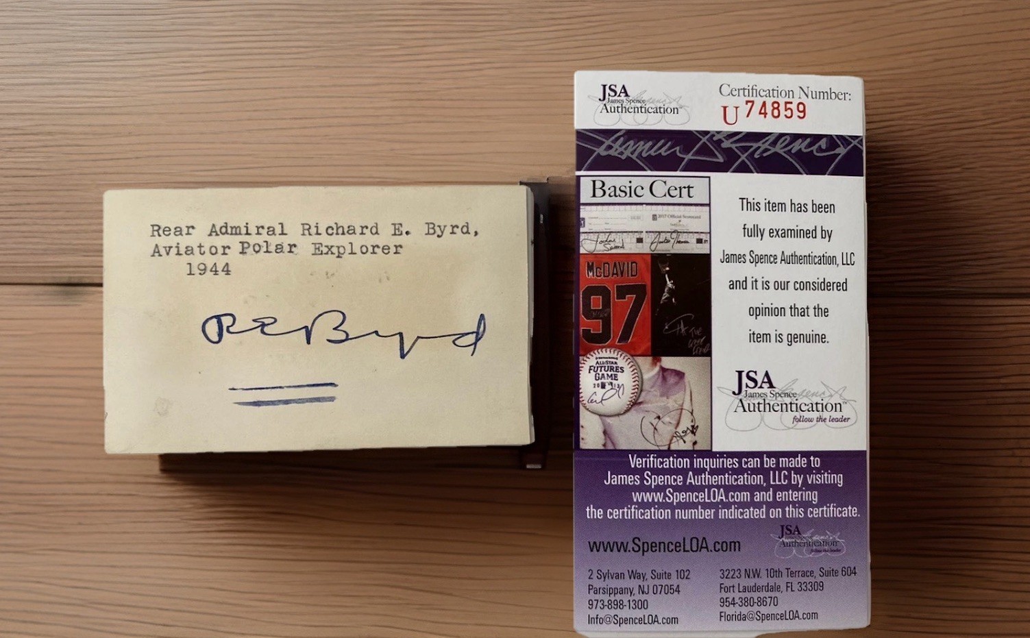 Rear Admiral Richard E. Byrd Autograph Signed Card 2.25 x 3.75 – JSA Certified