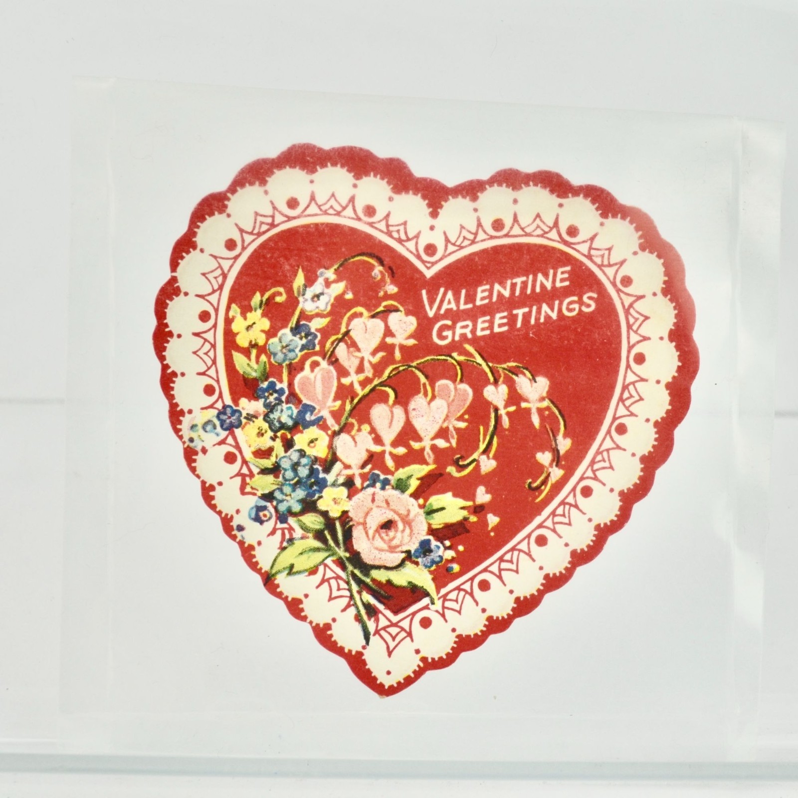 Vintage Valentine\'s Day Card Heart Greetings Floral