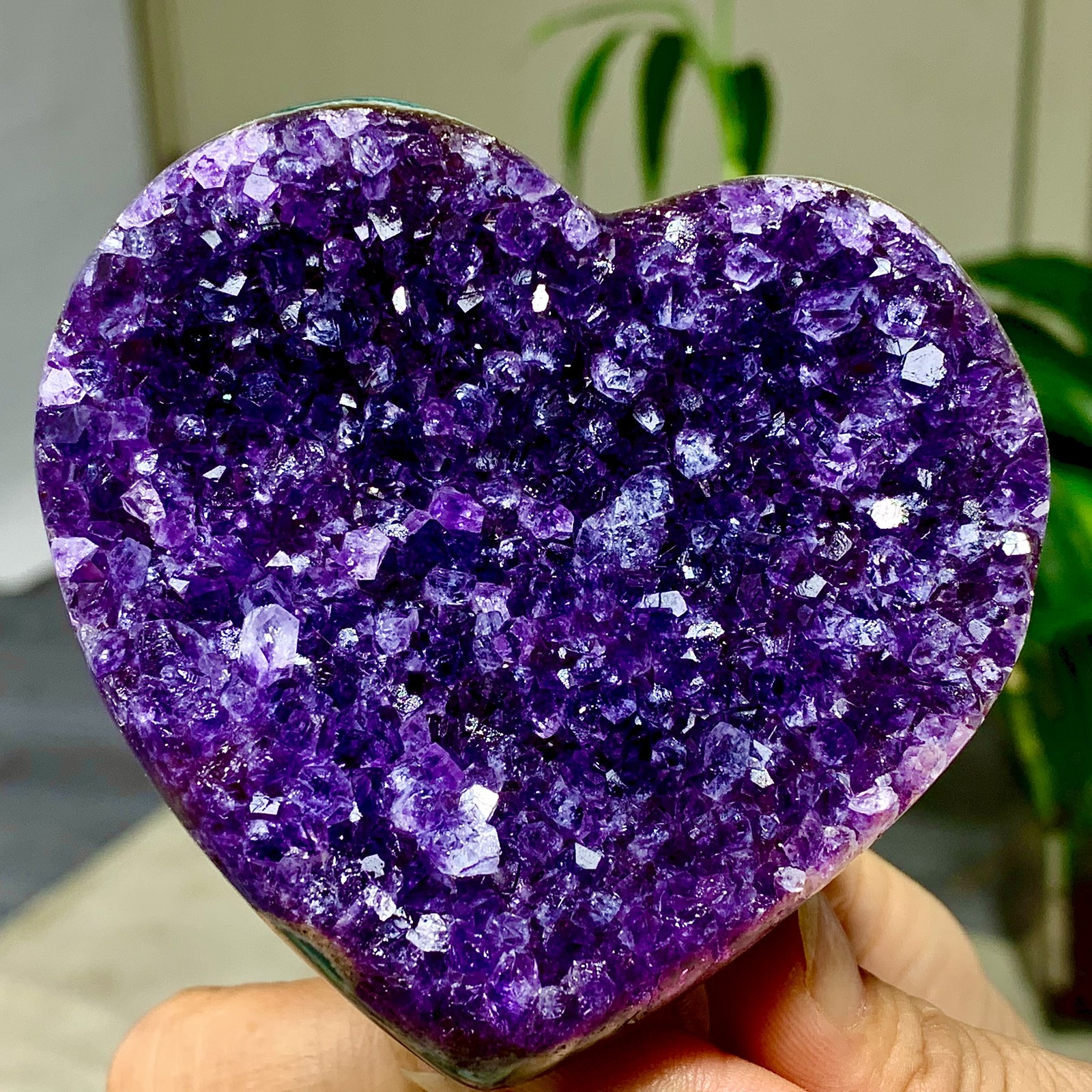 293G Natural Amethyst heart-shaped Agate quartz cluster crystal specimen Healing