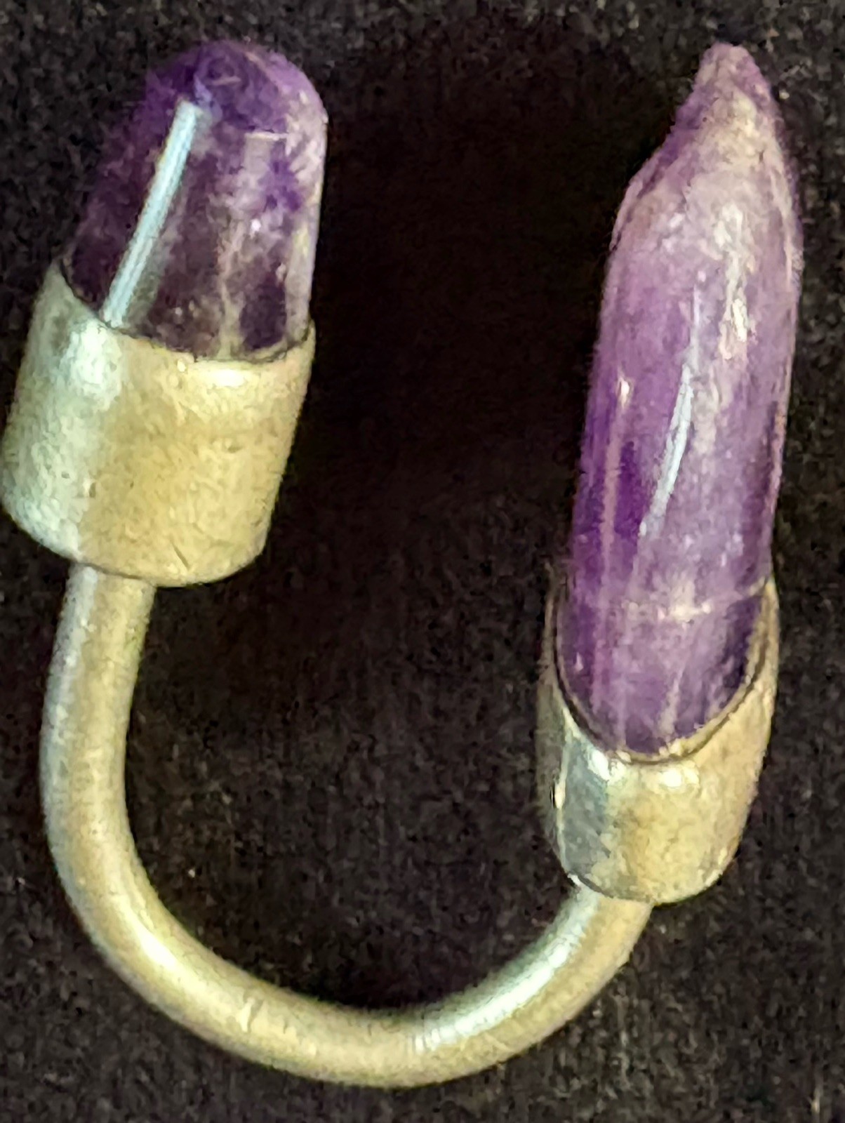 VTG 40s Taxco Mexican Sterling Amethyst Key Ring Horseshoe Harmon Style Tested