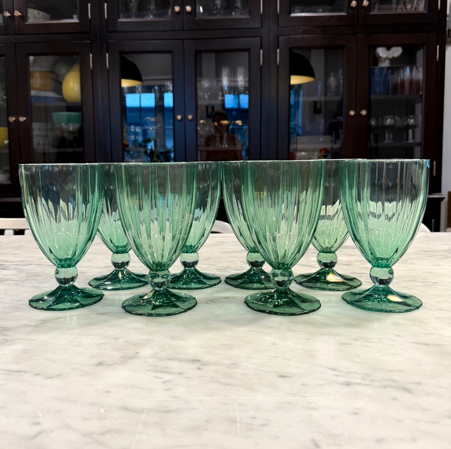 Set of 8 Villeroy & Boch Green My Garden Iced Tea Goblets/Glasses ~ 6 3/4\ Set of 8 Villeroy & Boch Green My Garden Iced Tea Goblets/Glasses ~ 6 3/4\