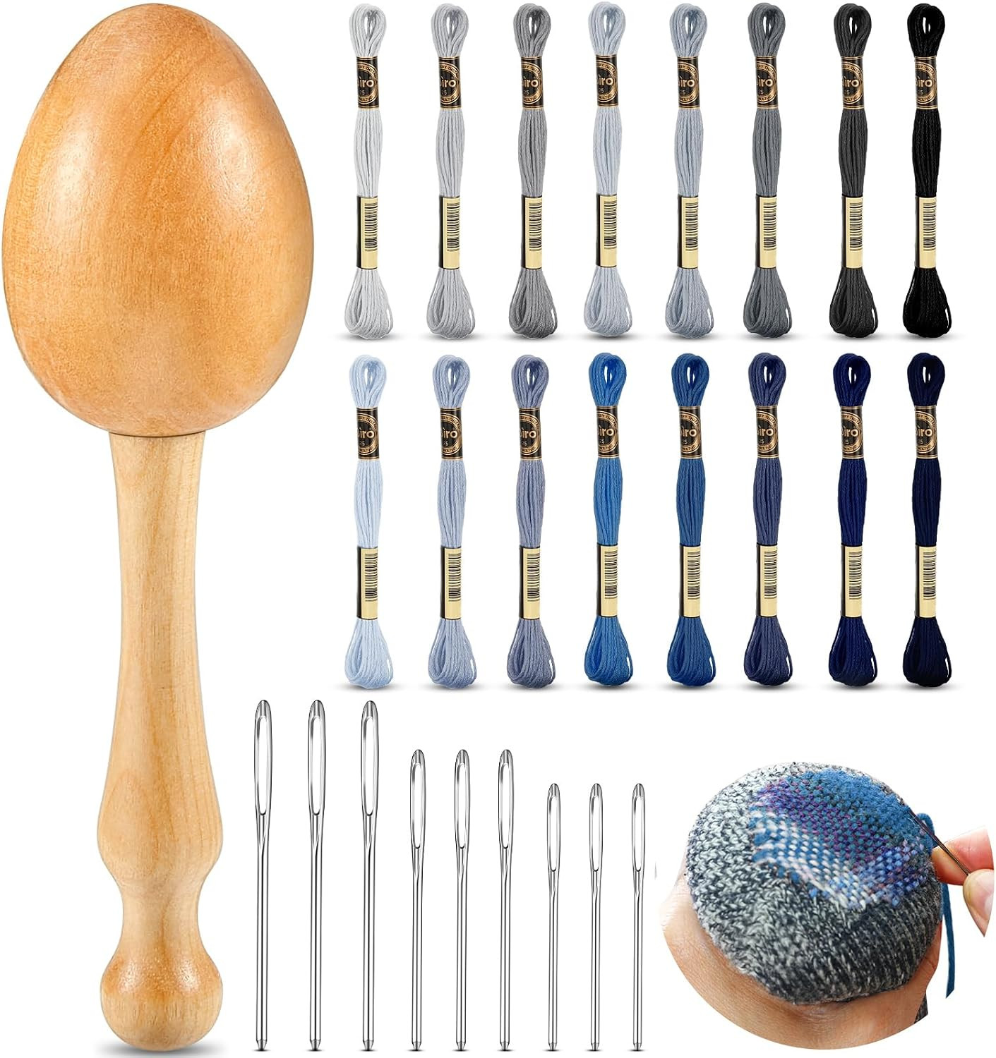 Darning Egg for Socks Wooden Knit Patch Kit(Grey Blue) Darning Egg for Socks Wooden Knit Patch Kit(Grey Blue)