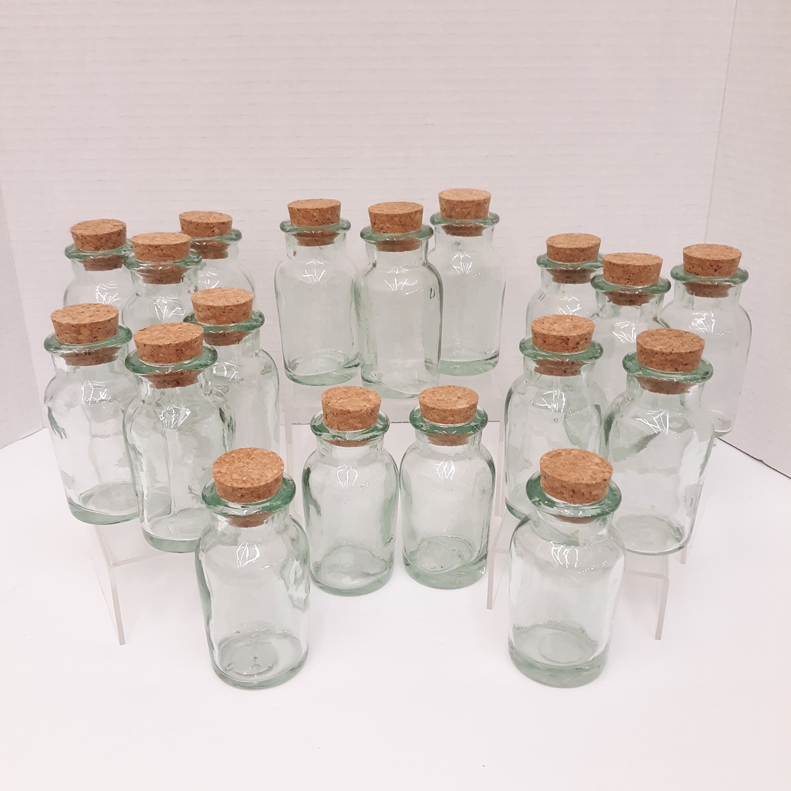 Vtg Thick Green Glass 18 Ct Spice Apothecary Jar Corked 2 Oz Hand Made Spain