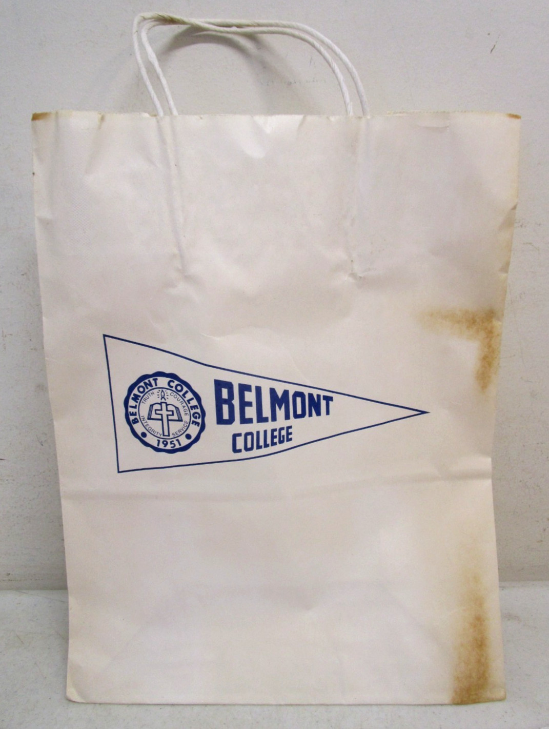 1950\'s VINTAGE 1951 BELMONT COLLEGE SHOPPING PAPER BAG SACK NASHVILLE TN