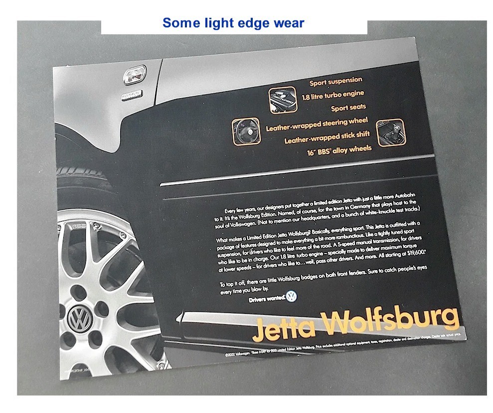 2001 01\' VW Volkswagen 1-page Jetta Wolfsburg Edition Flyer Brochure BBS Sport 