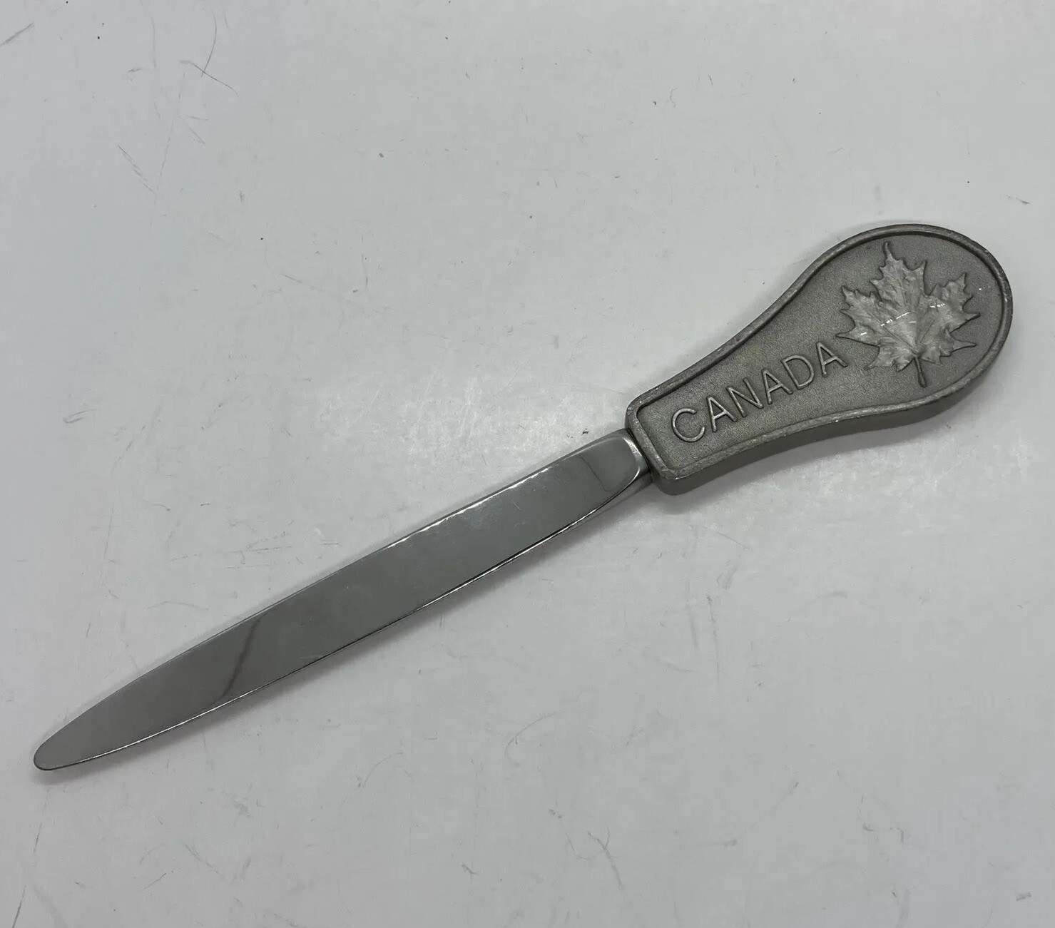 Rare Royal Selangor Pewter Letter Opener Maple Leaf Canada Art Heavy Handle 27 Rare Royal Selangor Pewter Letter Opener Maple Leaf Canada Art Heavy Handle 27
