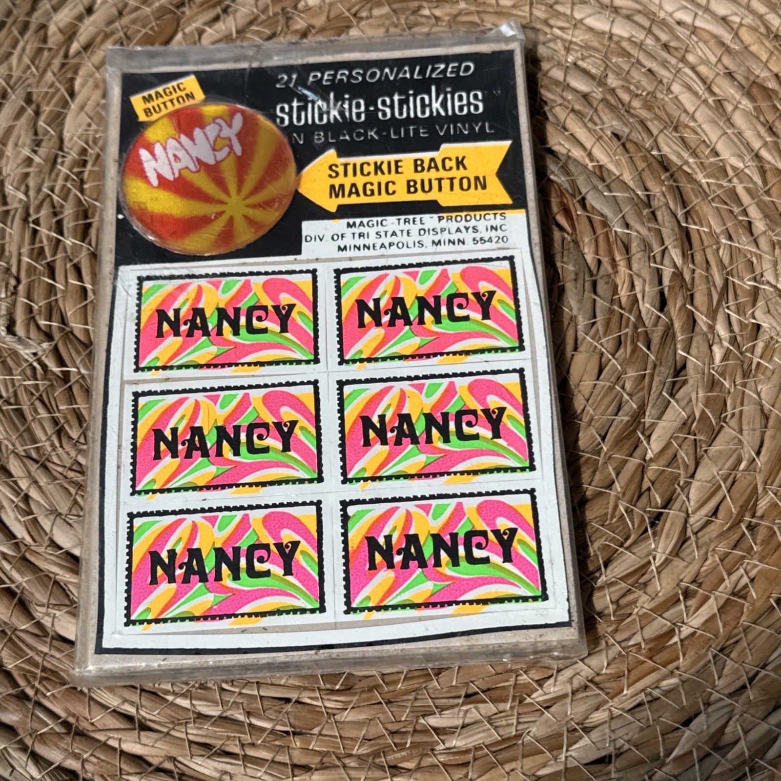 Vintage Blacklight Stickers “NANCY” 1960s Vinyl Flowers Green GIFT Psychedelic Vintage Blacklight Stickers “NANCY” 1960s Vinyl Flowers Green GIFT Psychedelic