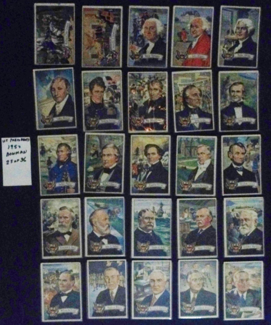 1952 Bowman US Presidents 25 of 36 cards