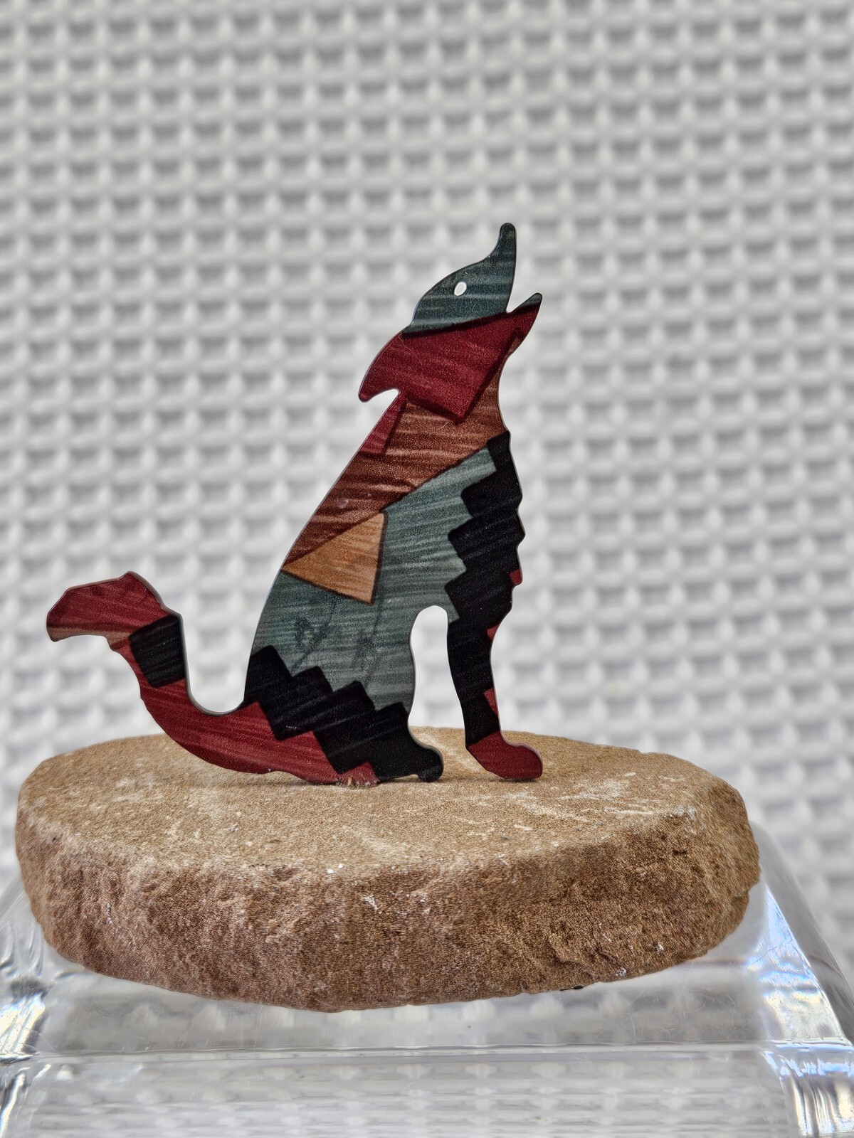 Lazart Coyote Wolf Figurine Decorative Metal Sandstone Laser Cut Vintage