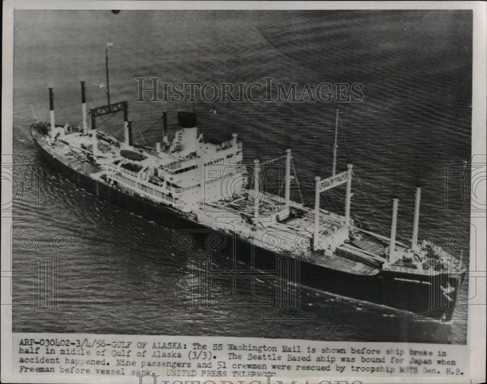 1956 Press Photo The SS Washington Mail before it broke in half - nee32663