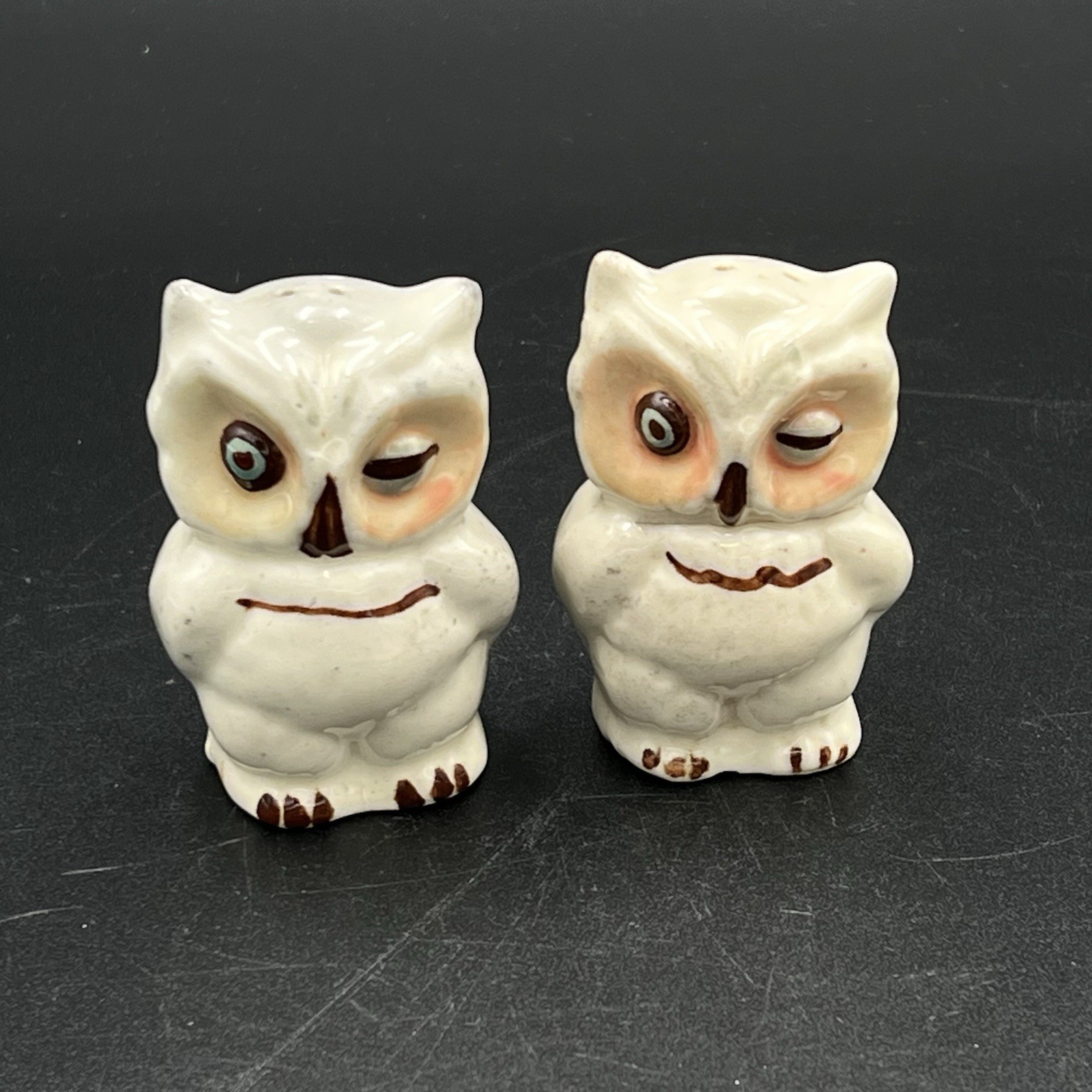 Vintage Shawnee Pottery Winking Owl Salt and Pepper Shakers 3.5