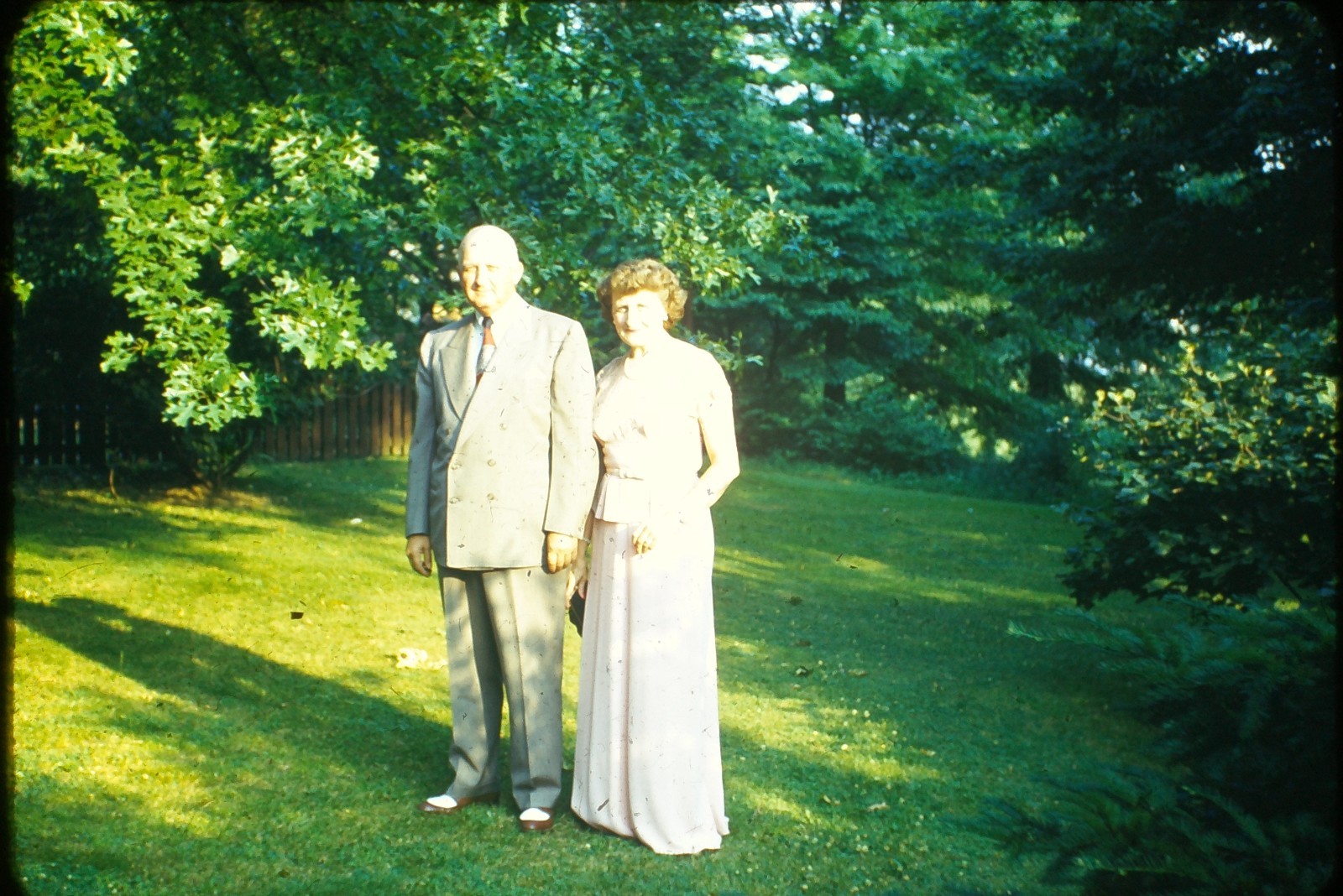 c1950's 35mm Slide Unknown Film, Couple Outdoor Portrait Spectator Shoes Man