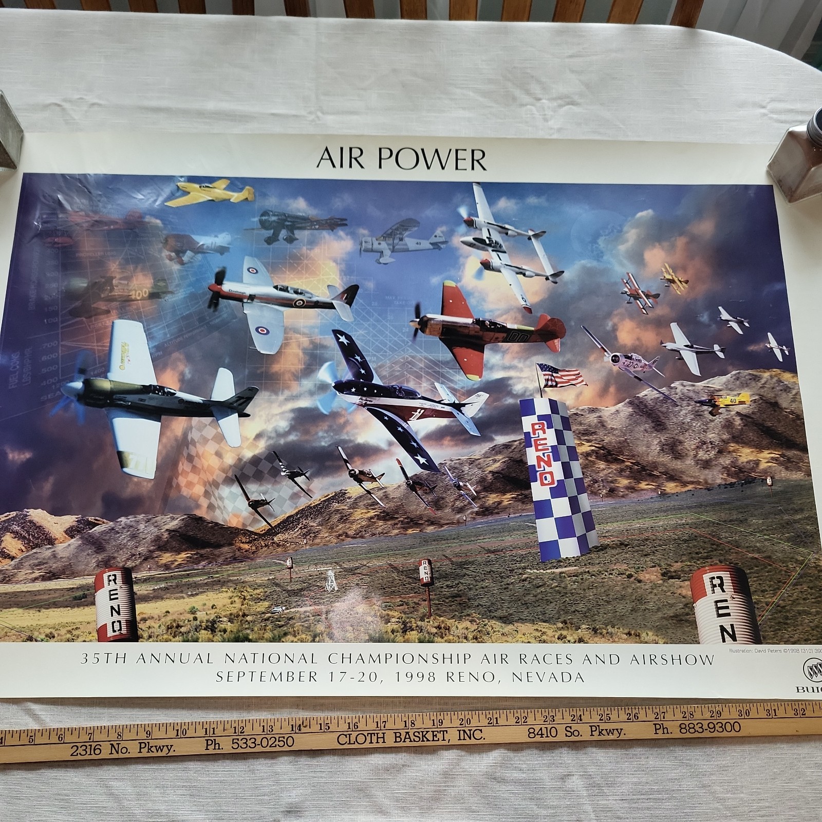 Vintage 1998 Reno Air Races Poster Buick Warbirds Airshow Aviation Art