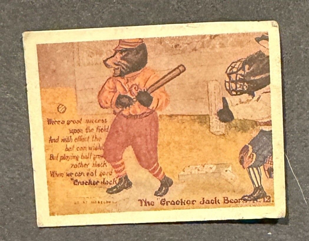Vintage Cracker Jack Mini Postcard Reproduction of 1907 Bears Playing Baseball