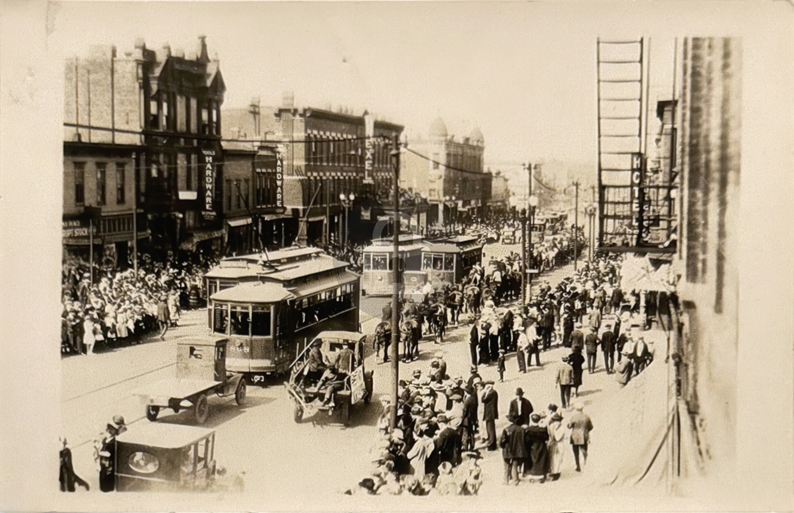 Omaha NE Nebraska Street Scene Streetcars c1923 RPPC Photo Postcard COPY