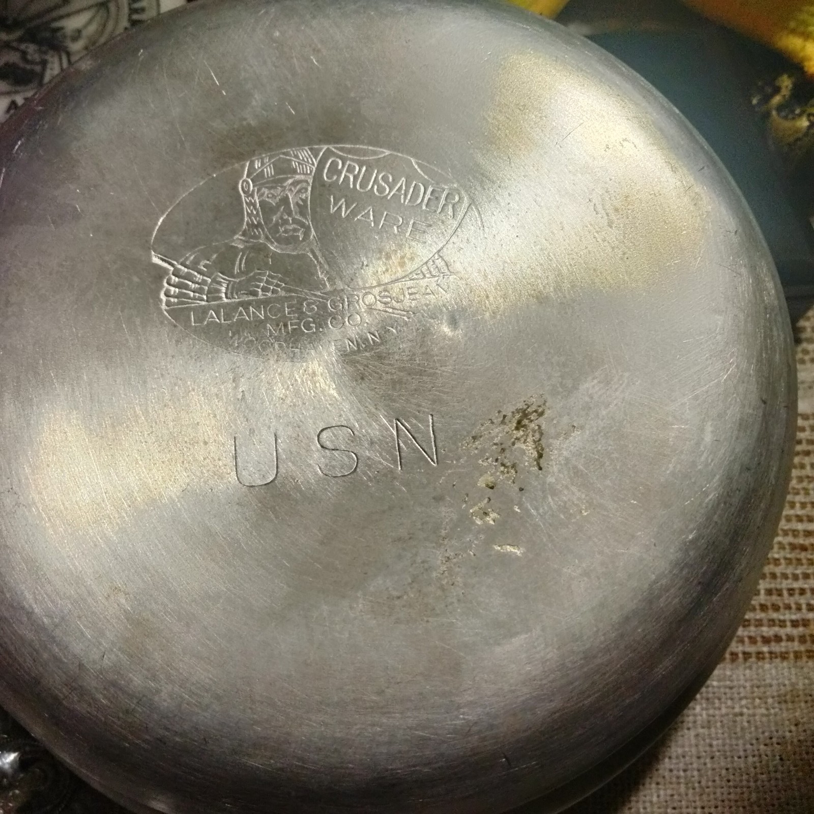 Vintage WW2 Crusader Ware USN US Navy Lalance Grosjean Stainless Canister No Lid