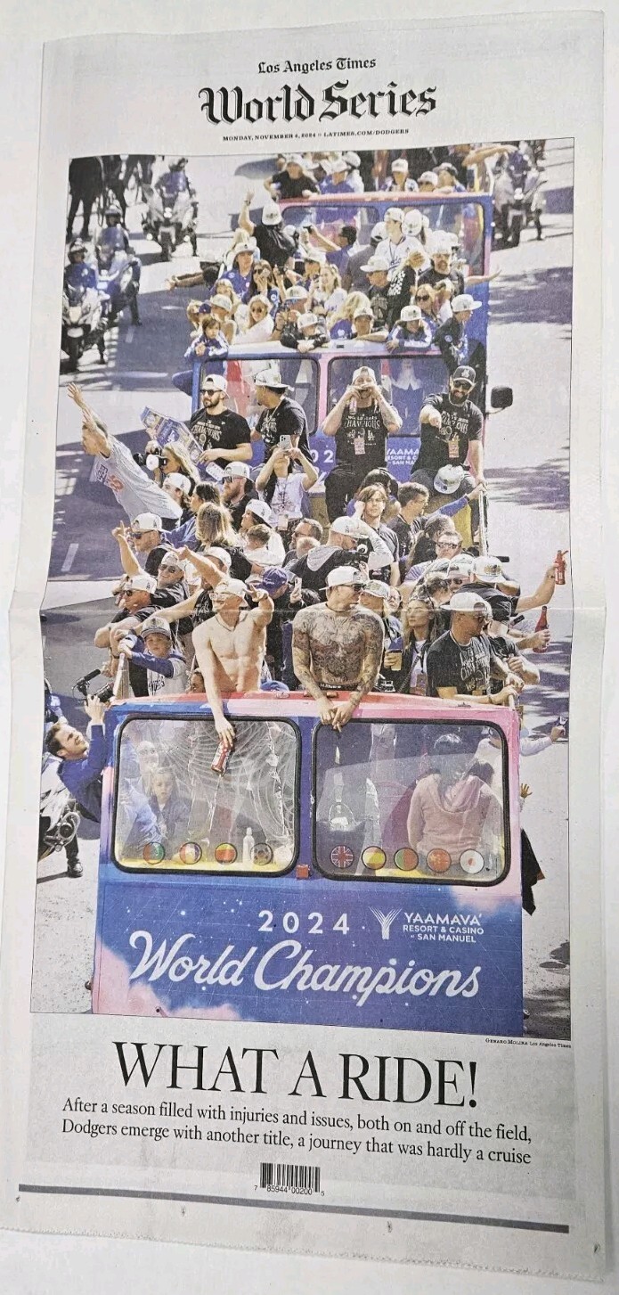 LA Dodgers WHAT A RIDE WS Champs Special Edition LA Times Newspaper 11/4/24 New