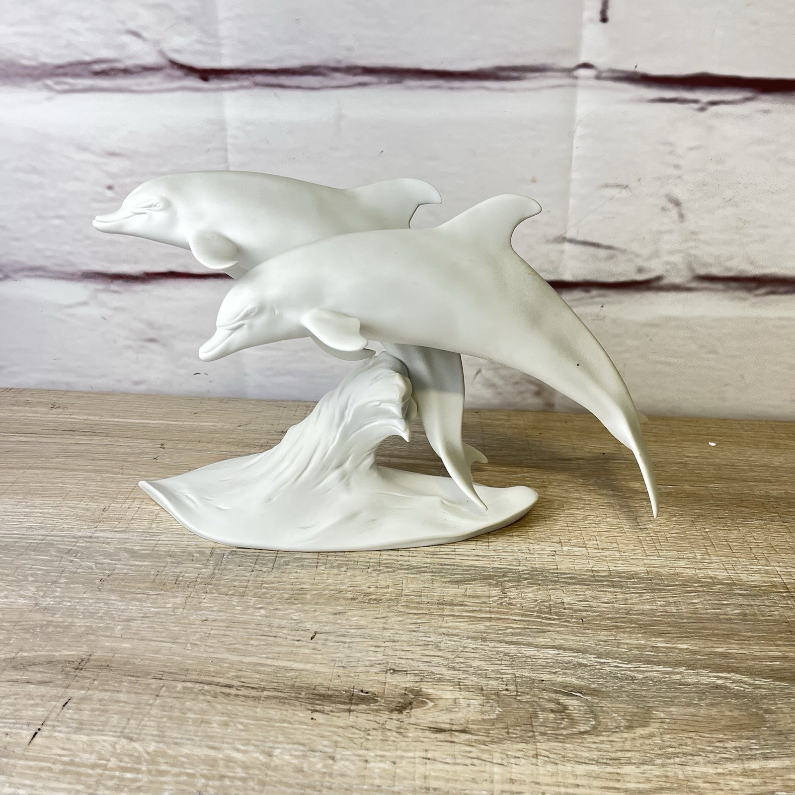 VTG KAISER PORCELAIN DOLPHINS SCULPTURE DOLPHIN STATUE GERMANY White Coastal