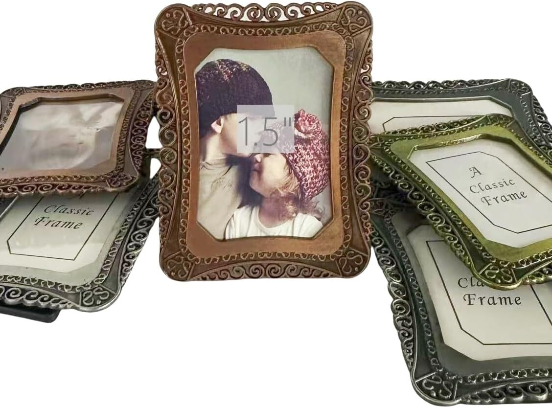 6 Pcs One-Inch Vintage Picture Frame, Tiny Metal Photo Frames, 2\ 6 Pcs One-Inch Vintage Picture Frame, Tiny Metal Photo Frames, 2\