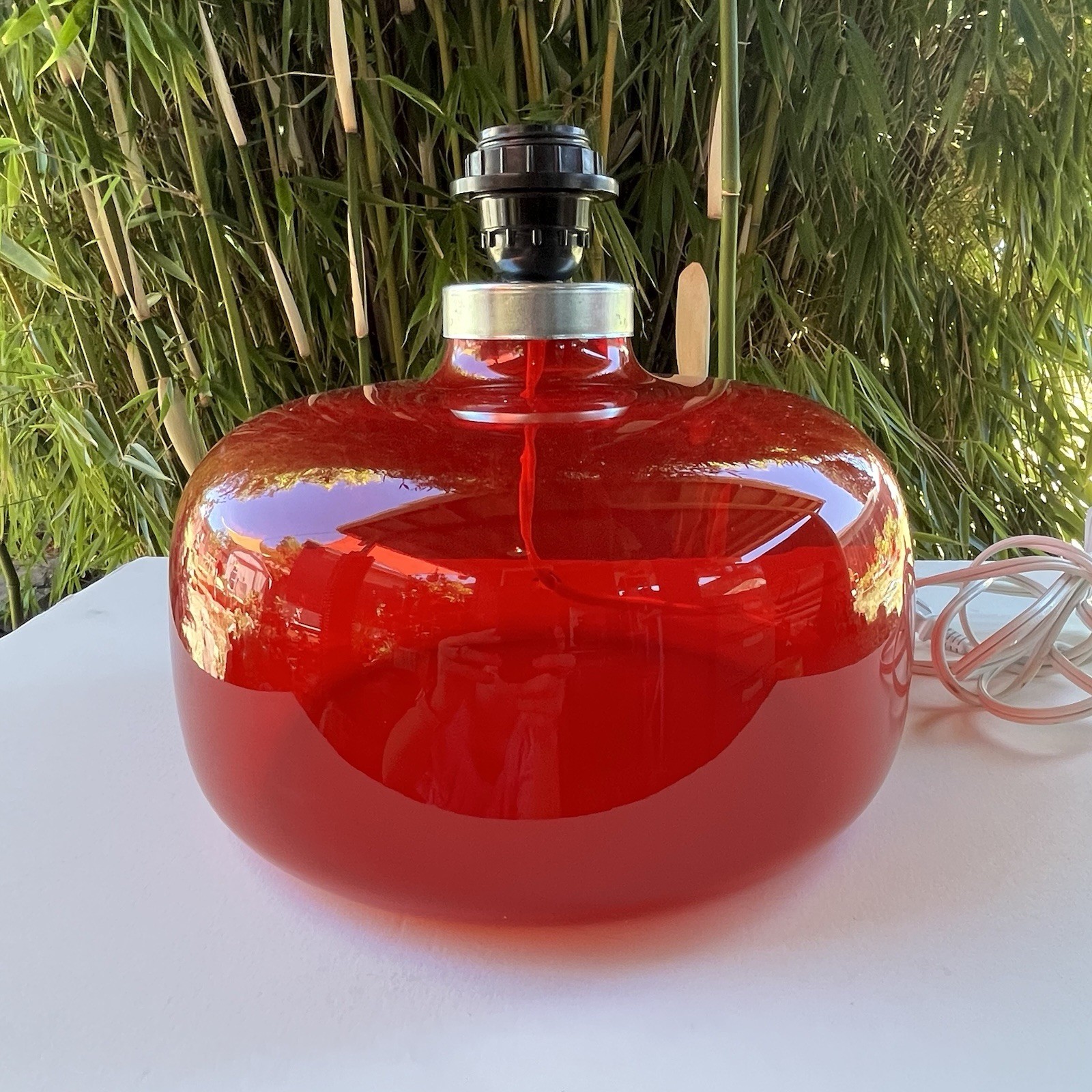 Rare Vintage 90s IKEA Sweden B0211 Red Handblown Glass Table Lamp Rounded Rare Vintage 90s IKEA Sweden B0211 Red Handblown Glass Table Lamp Rounded
